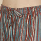 Breathables Women’S Loungewear Kaftan Cotton Aqua Blue Stripes Print Co-Ord Set
