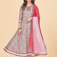 NOZ2TOZ Women's Pink Anarkali Kurta & Pant With Dupatta Set- (3pcs set) - Noz2Toz