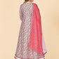 NOZ2TOZ Women's Pink Anarkali Kurta & Pant With Dupatta Set- (3pcs set) - Swadesiicart
