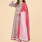 NOZ2TOZ Women's Pink Anarkali Kurta & Pant With Dupatta Set- (3pcs set) - Swadesiicart