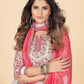 NOZ2TOZ Women's Pink Anarkali Kurta & Pant With Dupatta Set- (3pcs set) - Swadesiicart