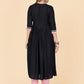 NOZ2TOZ Women's Embroidered & Mirror Work A-Line With Side Slit Rayon Black Stitched Kurta With Pant - Swadesiicart