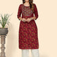 NOZ2TOZ Women's Printed & Embroidered Straight Cotton Red Stitched Kurta - Swadesiicart