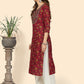 NOZ2TOZ Women's Printed & Embroidered Straight Cotton Red Stitched Kurta - Swadesiicart