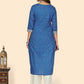 NOZ2TOZ Women's Printed & Embroidered Straight Cotton Blue Stitched Kurta - Swadesiicart