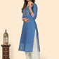 NOZ2TOZ Women's Printed & Embroidered Straight Cotton Blue Stitched Kurta - Swadesiicart