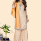 NOZ2TOZ Women's Print & Gota Patti Straight Muslin Yellow Stitched Kurta Sharara With Dupatta - Swadesiicart