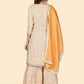 NOZ2TOZ Women's Print & Gota Patti Straight Muslin Yellow Stitched Kurta Sharara With Dupatta - Swadesiicart