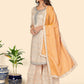 NOZ2TOZ Women's Print & Gota Patti Straight Muslin Yellow Stitched Kurta Sharara With Dupatta - Swadesiicart