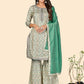 NOZ2TOZ Women's Muslin Turquoise Kurta Sharara With Dupatta- (3pcs set) - Noz2Toz