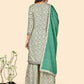 NOZ2TOZ Women's Muslin Turquoise Kurta Sharara With Dupatta- (3pcs set) - Swadesiicart