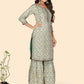 NOZ2TOZ Women's Muslin Turquoise Kurta Sharara With Dupatta- (3pcs set) - Swadesiicart