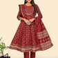 NOZ2TOZ Women's Red Anarkali Kurta & Pant With Dupatta- (3pcs set) - Swadesiicart