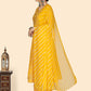 NOZ2TOZ Women's Bandhani & Embroidered Anarkali Cotton Yellow Stitched Kurta Pant With Dupatta - Swadesiicart