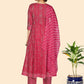 NOZ2TOZ Women's Bandhani & Embroidered Anarkali Cotton Dark Pink Stitched Kurta Pant With Dupatta - Swadesiicart