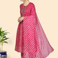 NOZ2TOZ Women's Bandhani & Embroidered Anarkali Cotton Dark Pink Stitched Kurta Pant With Dupatta - Swadesiicart