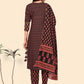 NOZ2TOZ Women's Print & Sequience Straight Cotton Black Stitched Kurta Pant With Dupatta - Swadesiicart