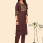NOZ2TOZ Women's Print & Sequience Straight Cotton Black Stitched Kurta Pant With Dupatta - Swadesiicart