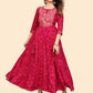 NOZ2TOZ Women's Printed & Embroidered Anarkali Rayon Pink Stitched Kurta - Swadesiicart