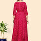 NOZ2TOZ Women's Printed & Embroidered Anarkali Rayon Pink Stitched Kurta - Swadesiicart