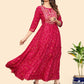 NOZ2TOZ Women's Printed & Embroidered Anarkali Rayon Pink Stitched Kurta - Swadesiicart