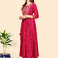 NOZ2TOZ Women's Printed & Embroidered Anarkali Rayon Pink Stitched Kurta - Swadesiicart