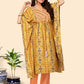 NOZ2TOZ Women Yellow Rayon Kaftan Kurta With Pant (2pcs Set) - Swadesiicart