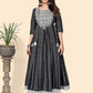 NOZ2TOZ Women's Print & Embroidered Anarkali Cotton Black Stitched Kurta - Noz2Toz