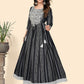 NOZ2TOZ Women's Print & Embroidered Anarkali Cotton Black Stitched Kurta - Swadesiicart