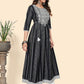 NOZ2TOZ Women's Print & Embroidered Anarkali Cotton Black Stitched Kurta - Swadesiicart