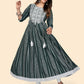 NOZ2TOZ Women's Print & Embroidered Anarkali Cotton Green Stitched Kurta - Swadesiicart