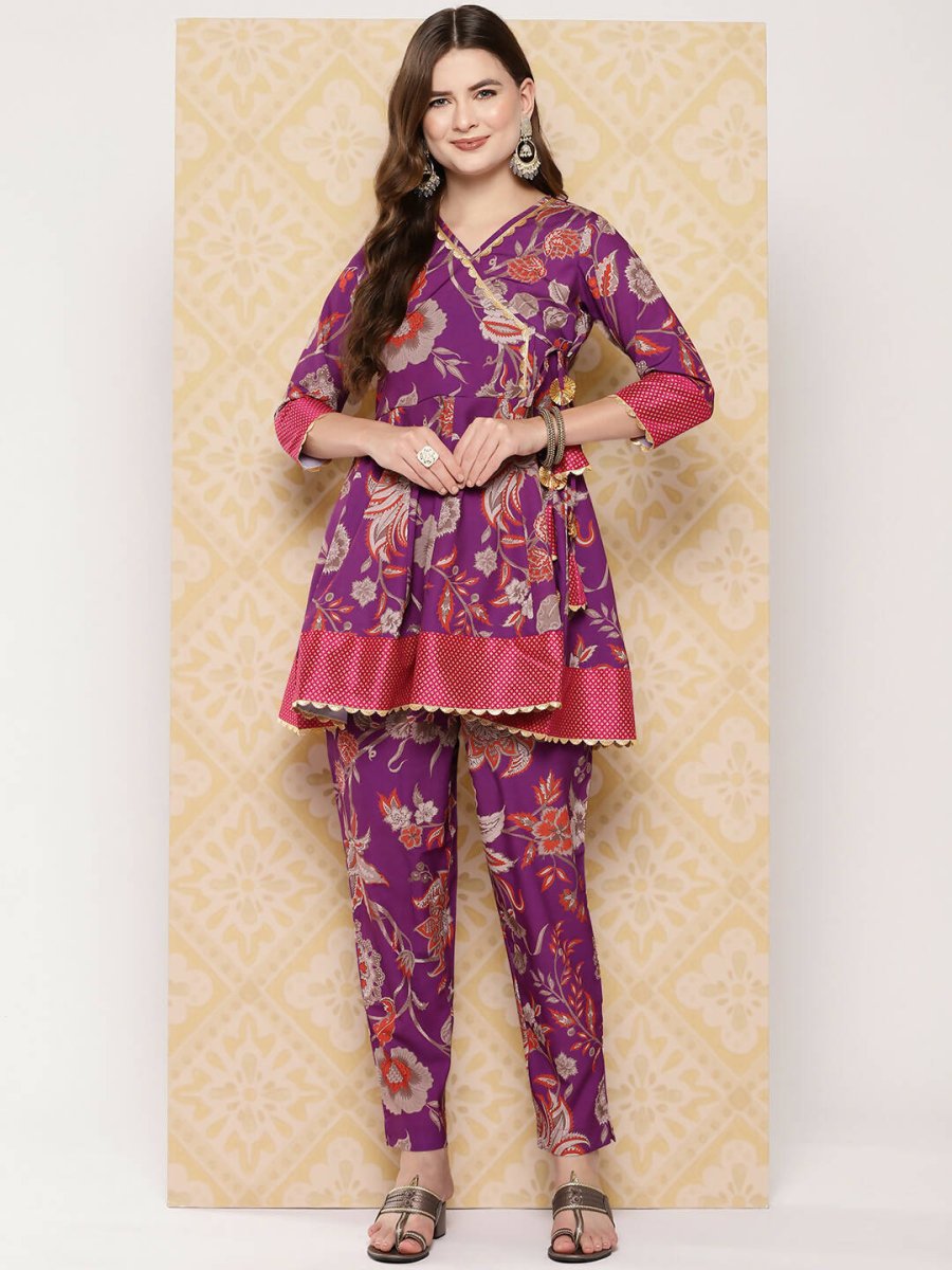 Ahalyaa Women's Traditional Wear Co-ods - Purple | Swadesiicart