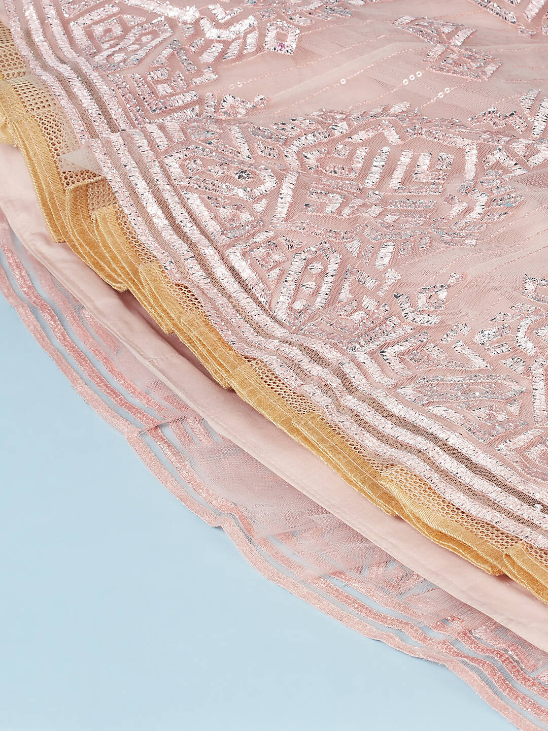 House of Panchhi Peach Net Gotapatti Work Lehenga & Blouse, Dupatta | Swadesiicart