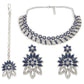Jewel City Rhodium-Plated Stones Studded Necklace & Earrings With Maang Tika | Swadesiicart