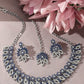 Jewel City Rhodium-Plated Stones Studded Necklace & Earrings With Maang Tika | Swadesiicart