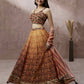 House of Panchhi Brown Organza Floral Print and sequinse work Lehenga choli & Dupatta | Swadesiicart