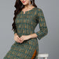 Ahika Cotton Blend Green Paisley Printed Straight Kurta - Swadesiicart