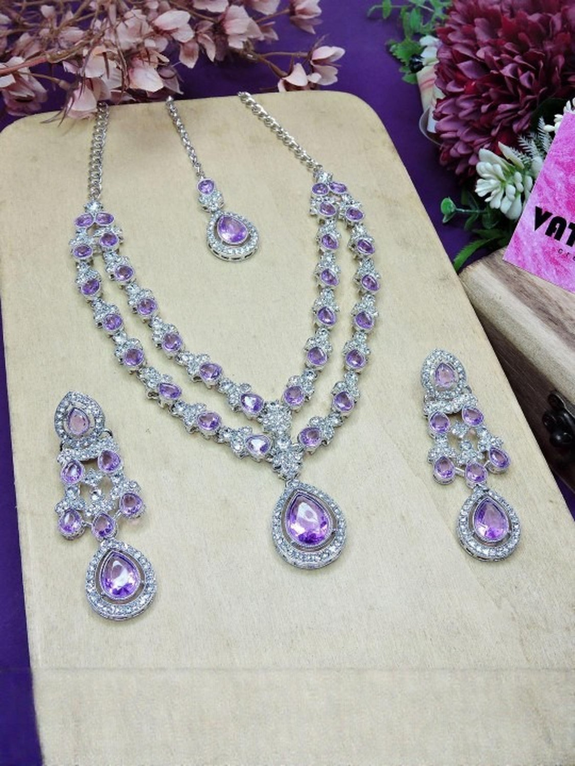 Jewel City Teardrop Bridal Necklace Set with Earrings & Maang Tikka - Ethnic Wedding Jewelry for Brides & Parties | Swadesiicart