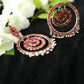 Mominos Fashion Johar Kamal Women's Pink & Orange Kundan Circles Earrings - Swadesiicart