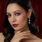 3 Tier Kundan and Diamond Earrings (Silver) - Ruby Raang - Ruby Raang Studio