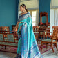 Vishnu Weaves Women's Firozi Patola Banarasi Silk Meenakari Zari Woven Saree with Blouse - Swadesiicart