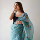 Vamsee Sky Blue Organza Saree - Swadesiicart