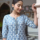 Aayaa Pure Muslin printed Kurti & Pant - Grey sky