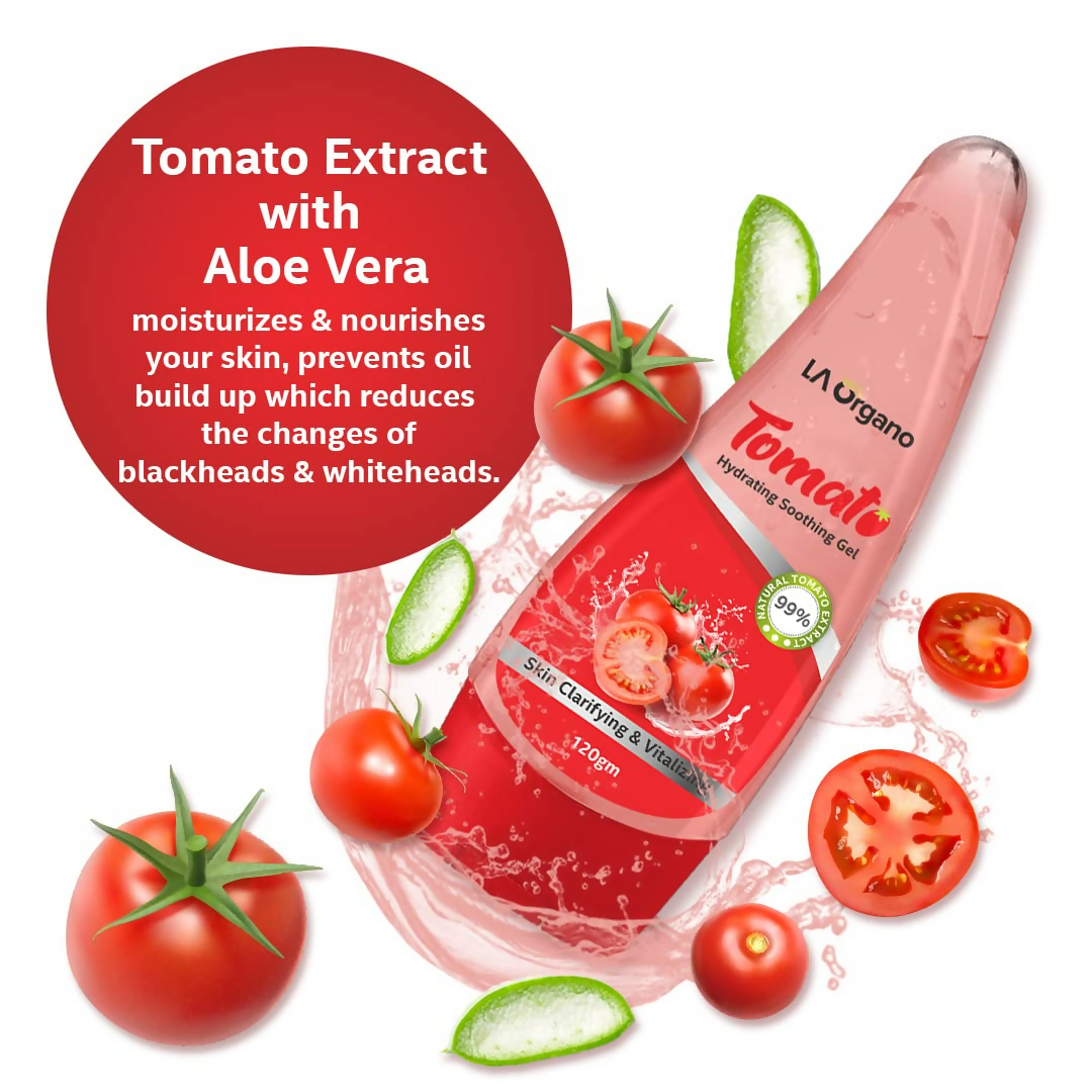 LA Organo Tomato Hydrating Soothing Gel with Vitamin E & Aloevera Extract | Swadesiicart