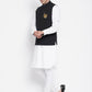 Even Apparels Black Pure Cotton White Kurta Sets With Eid Insignia Jackets PW668-CHA | Swadesiicart