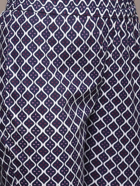 Anubhutee Blue Ethnic Motifs Printed Pure Cotton Kurta with Trousers & Dupatta | Swadesiicart