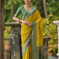 Vishnu Weaves Women's Yellow Banarasi Silk Zari Woven Saree with Blouse - Swadesiicart