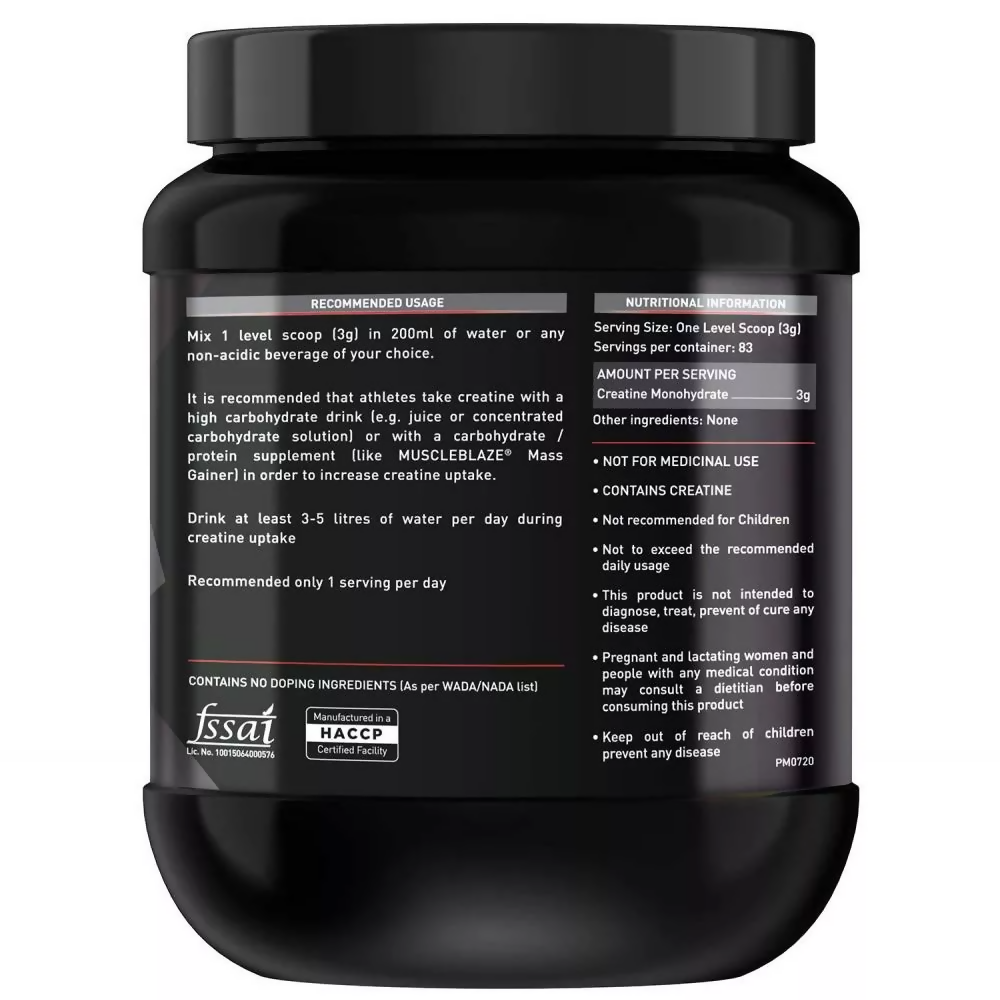 MuscleBlaze Creatine Monohydrate Unflavored | Swadesiicart