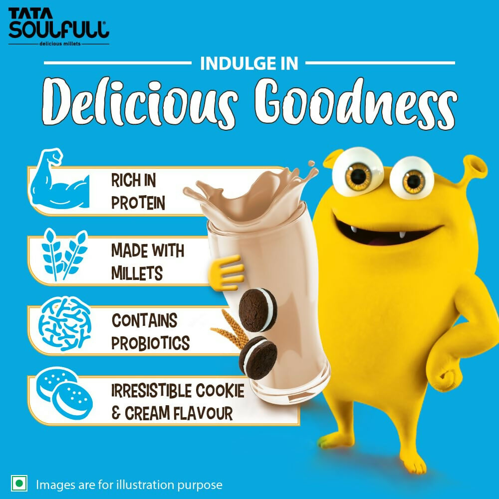 Tata Soulfull Nutri Drink+ For Kids With Millets - Cookie & Cream Flavor | Swadesiicart