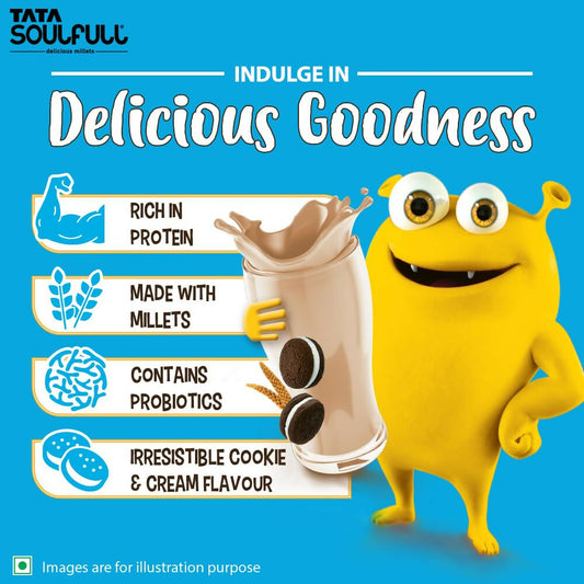 Tata Soulfull Nutri Drink+ For Kids With Millets - Cookie & Cream Flavor | Swadesiicart